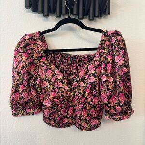 Vero Moda Pink and Black Floral Blouse